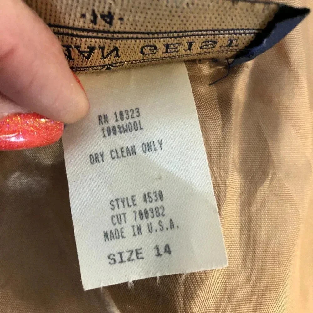 Herman Geist Vintage Tan Camel 100% Wool Deep V Jumper Maxi Tunic Size 4 - Picture 6 of 6